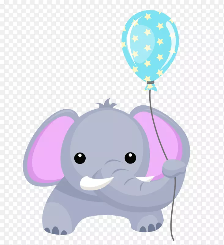 大象气球生日贺卡夹艺术-可爱的大象