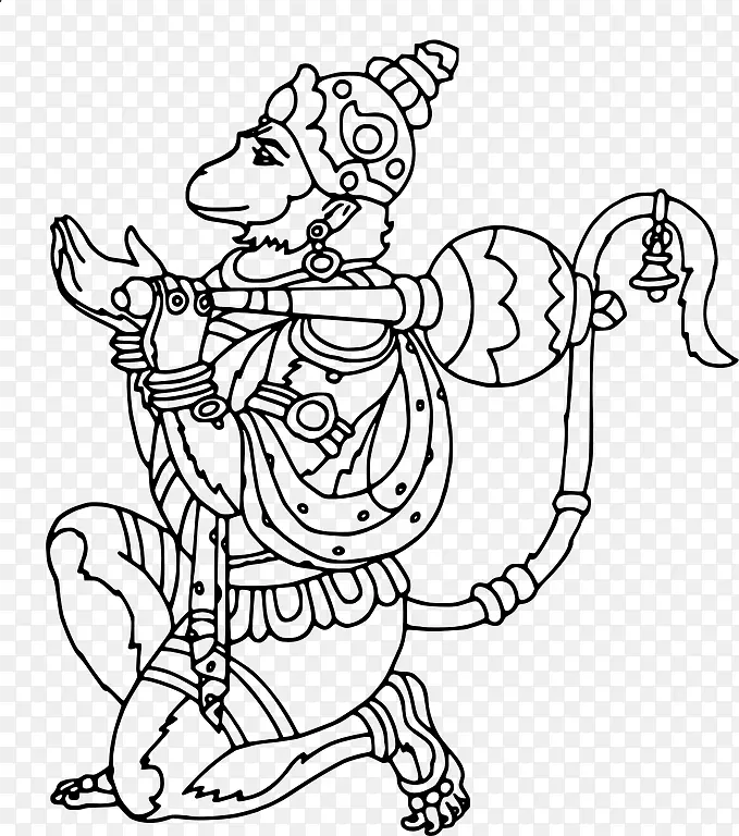 Shiva Hanuman Ganesha着色书印度教-Hanuman