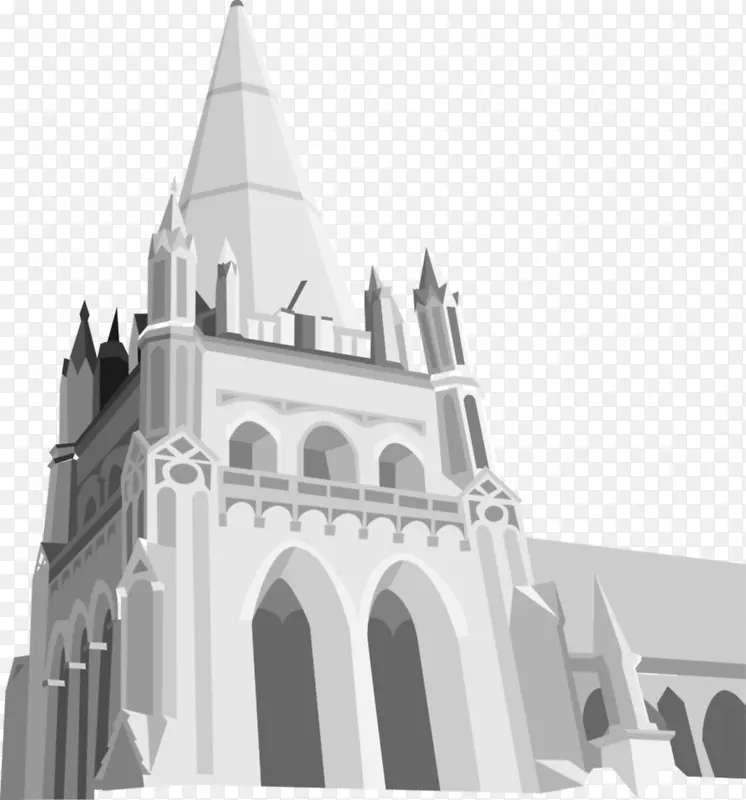 黑白建筑教堂立面-地标