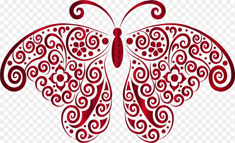 蝴蝶剪影艺术-红色蝴蝶