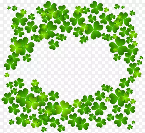 爱尔兰圣帕特里克节。帕特里克日活动三叶草剪贴画-四叶三叶草