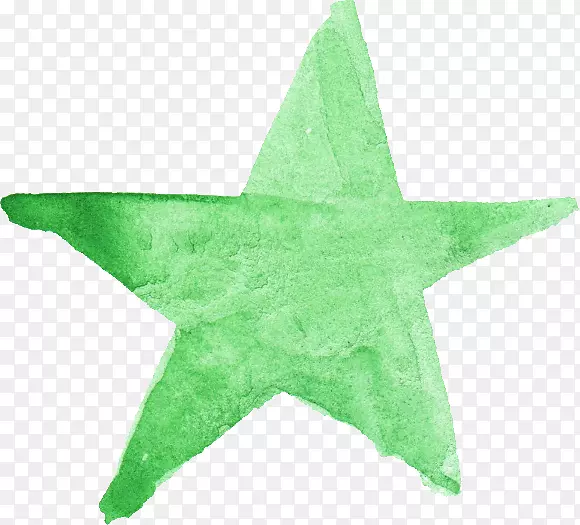 水彩画绿星叶水彩之星