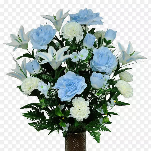 蓝切花，玫瑰花束，康乃馨
