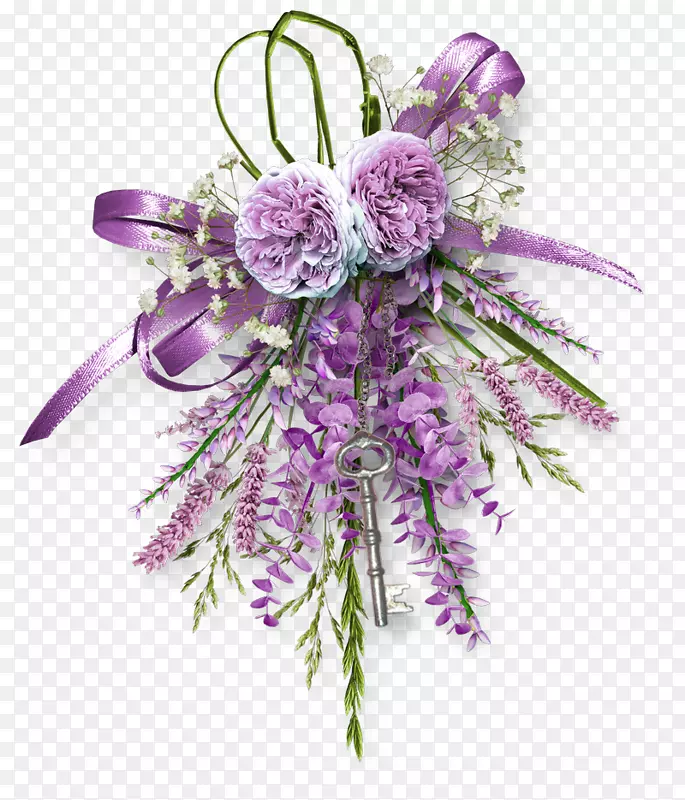 紫罗兰花紫玫瑰薰衣草-周年快乐