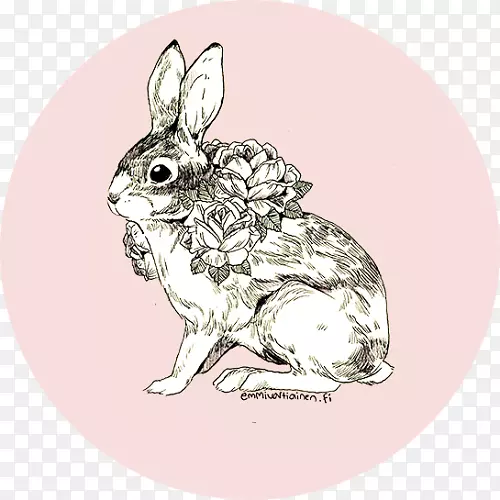 兔画插画-水彩画兔