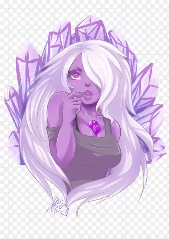 石榴石紫水晶扇艺术宝石-紫水晶