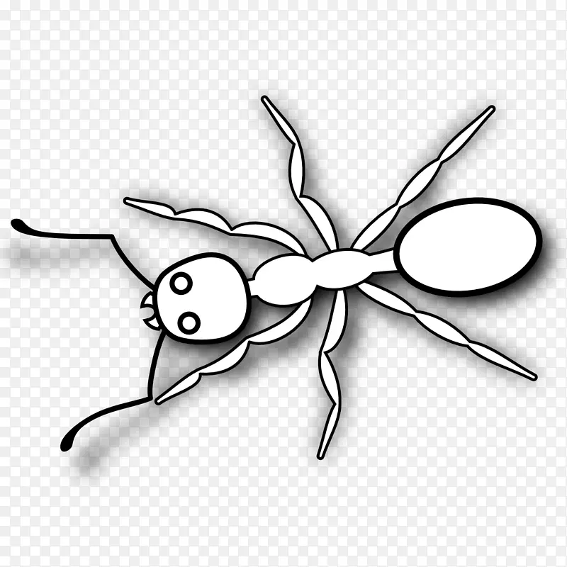 蚂蚁黑白着色书剪贴画-蚂蚁
