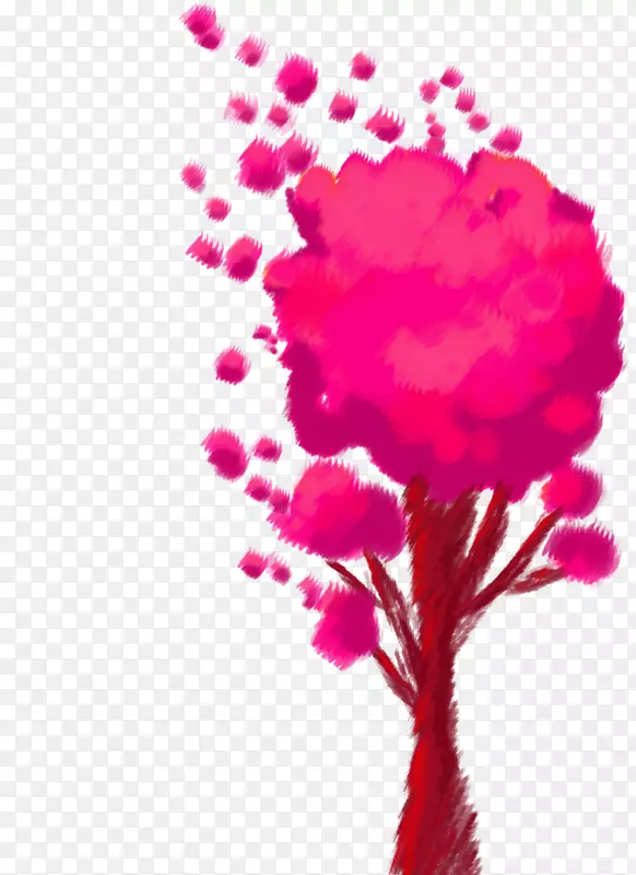 切花洋红粉色花卉设计-棉花糖