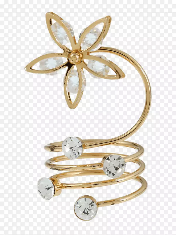 耳环仿宝石和莱茵石银订婚戒指花环