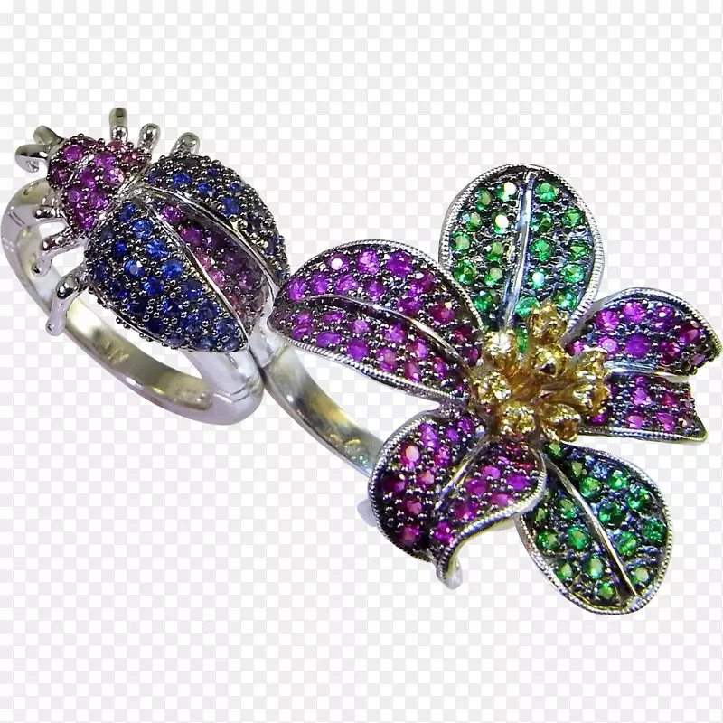 珠宝戒指胸针宝石紫水晶-花环