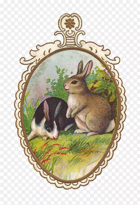 复活节兔子复活节明信片复活节彩蛋夹艺术-古董