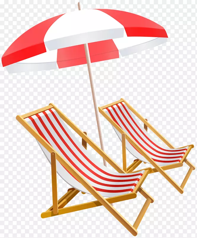 沙滩伞，沙滩椅，剪贴画-沙滩伞