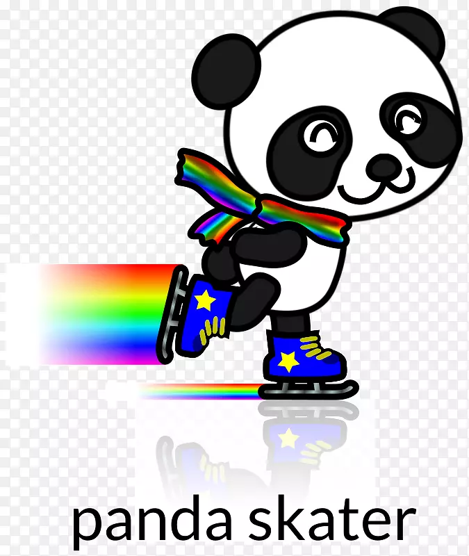 大熊猫滑冰轮滑剪贴画