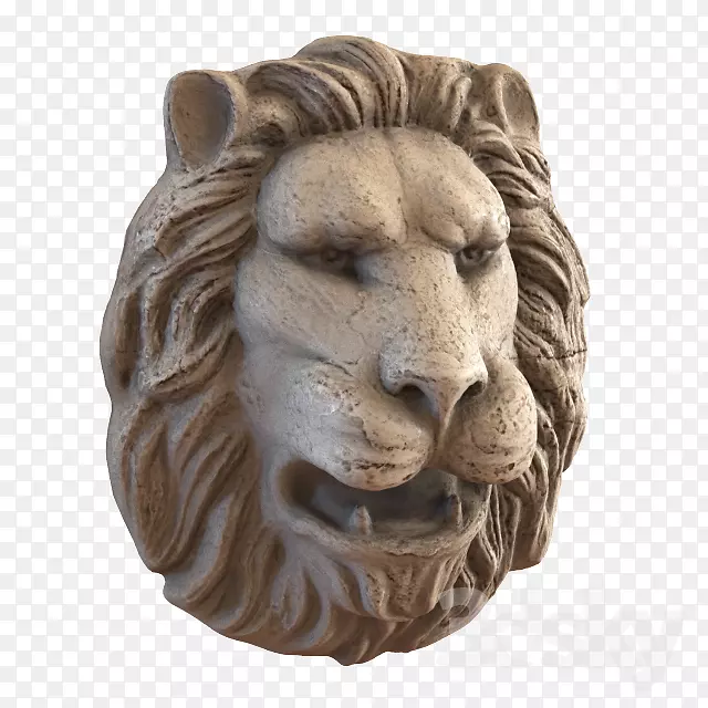 狮子头兔三维计算机图形雕塑-狮头