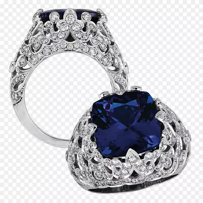 珠宝订婚戒指宝石蓝宝石订婚戒指