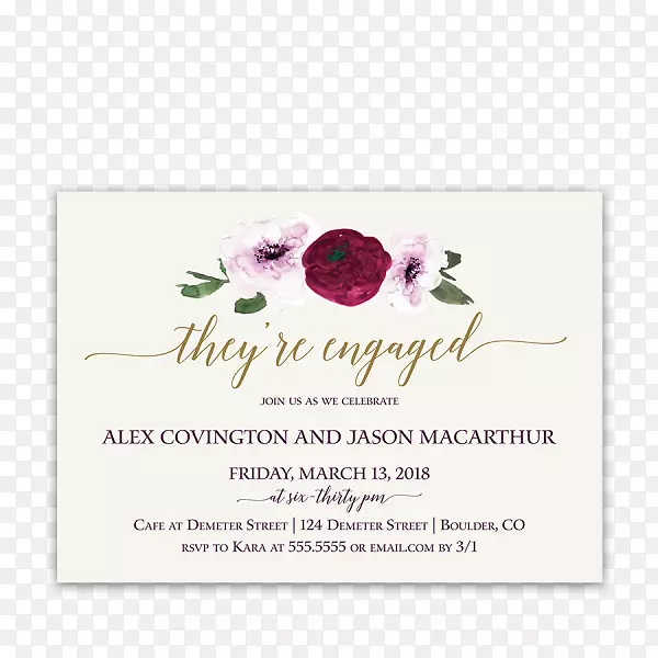 婚礼邀请函鲜花设计订婚派对紫花邀请函