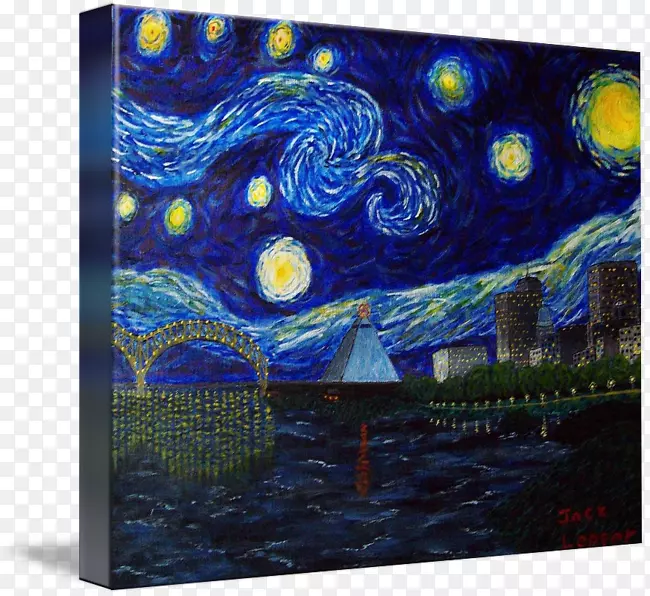 孟菲斯星夜绘画艺术丙烯酸涂料-星光之夜