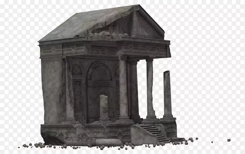 古希腊寺庙遗址建筑渲染-寺庙