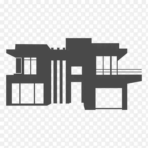 房屋剪影电脑图标-建筑剪影