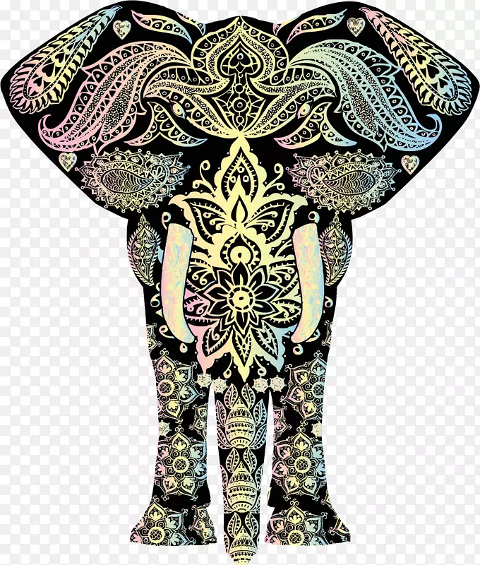 保存大象装饰剪贴画-粉笔花
