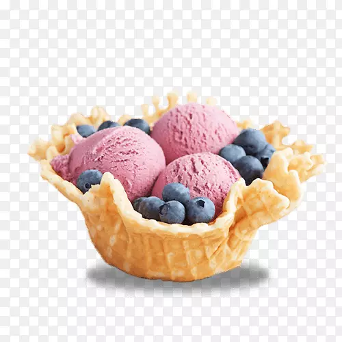 草莓冰淇淋奶酪蛋糕冰淇淋锥-蓝莓