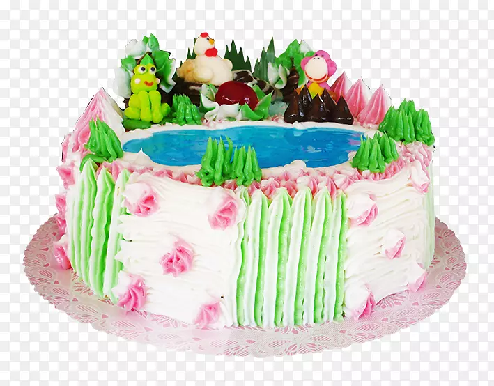 生日蛋糕糖霜奶油派-粉红蛋糕
