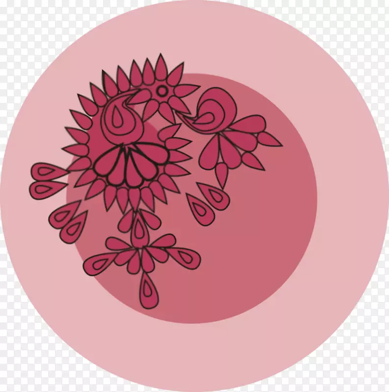 花粉红洋红花卉设计-裂口