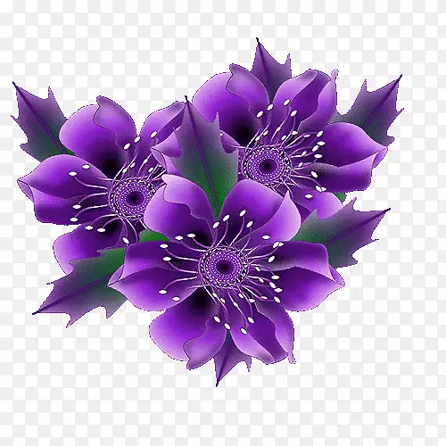 蝴蝶花紫玫瑰剪贴画-花