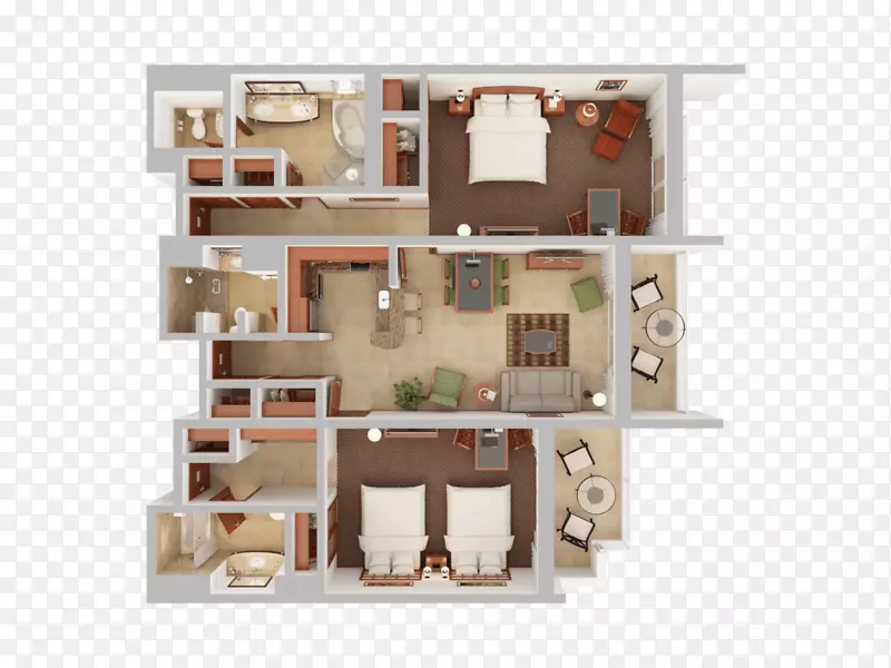 三维平面图房屋平面图卧室-卧室