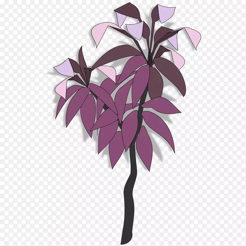 叶紫色公共领域树木剪贴画-Folha