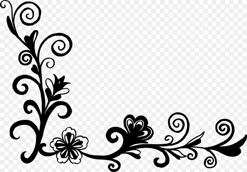 花卉设计黑白剪贴画角