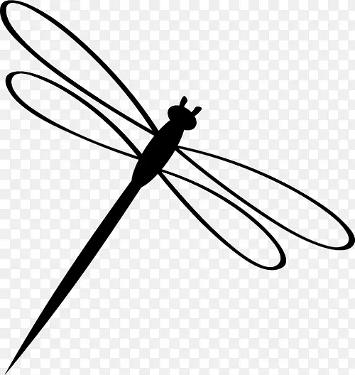 昆虫黑白蜻蜓标志剪贴画-蜻蜓