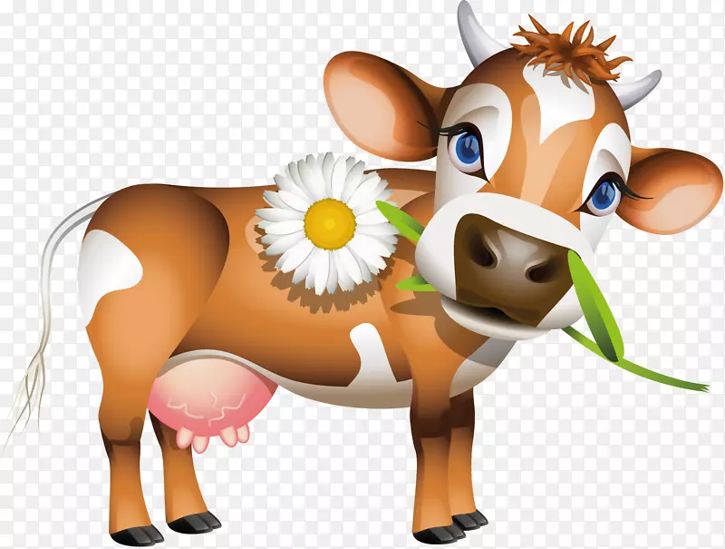 泽西牛，荷斯坦牛，弗里西亚牛，小牛，乳牛，剪贴画