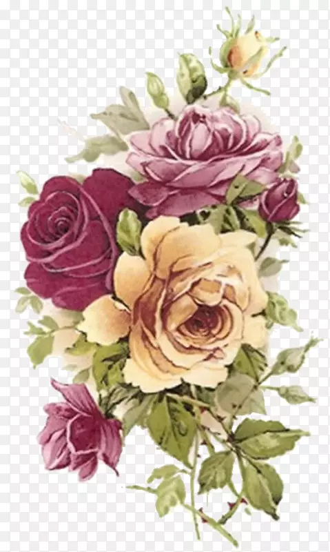纸玫瑰花粉红陶瓷水彩牡丹
