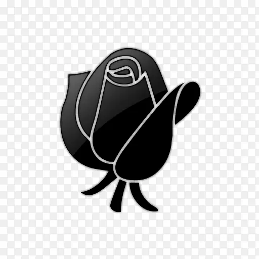 电脑图标黑色玫瑰花蕾夹艺术-白色玫瑰