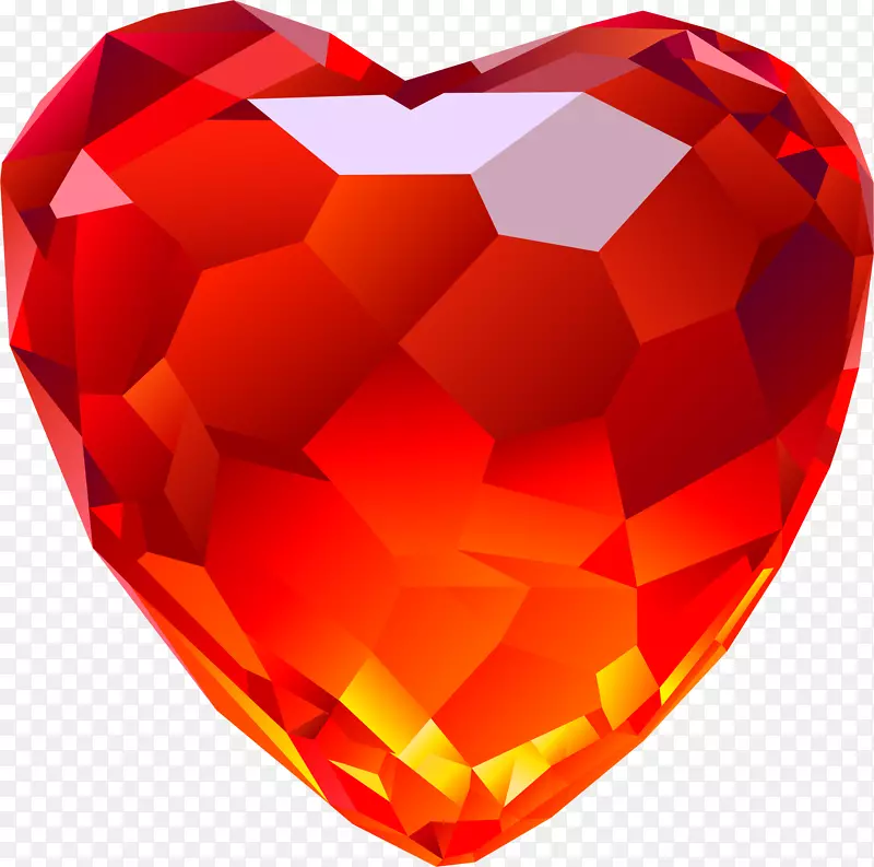 红色钻石心夹艺术-钻石
