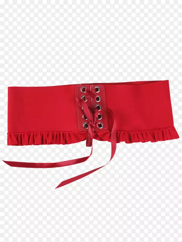 服装配饰腰带裤时尚-红色花边