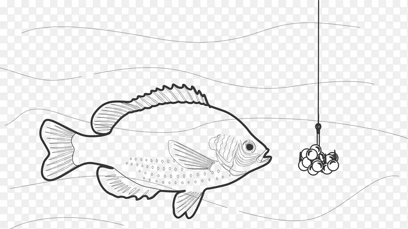 钓鱼诱饵鱼钩黑白夹艺术钓鱼杆