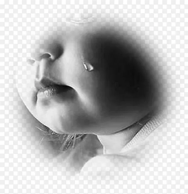 哭哭啼啼的婴儿可爱的悲伤-中心