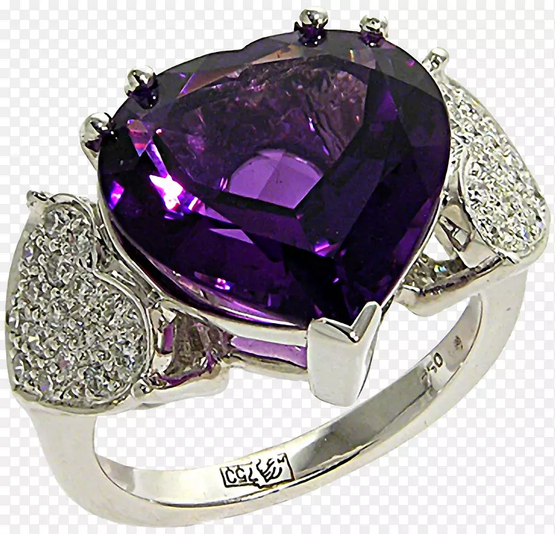 钻石紫色戒指珠宝克拉-钻石戒指