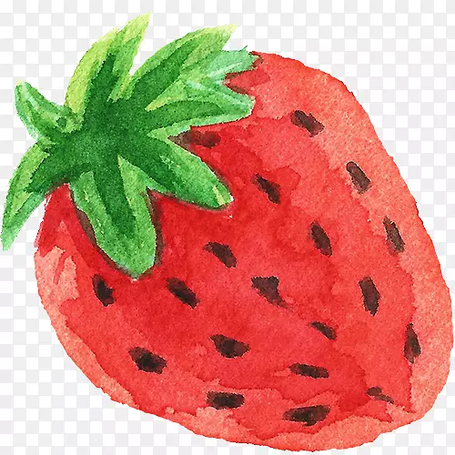 透明水彩画草莓水果手绘