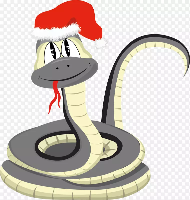 蛇圣诞老人帽子夹艺术-蛇