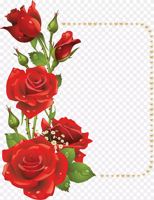 花卉画框玫瑰剪贴画-红玫瑰边框