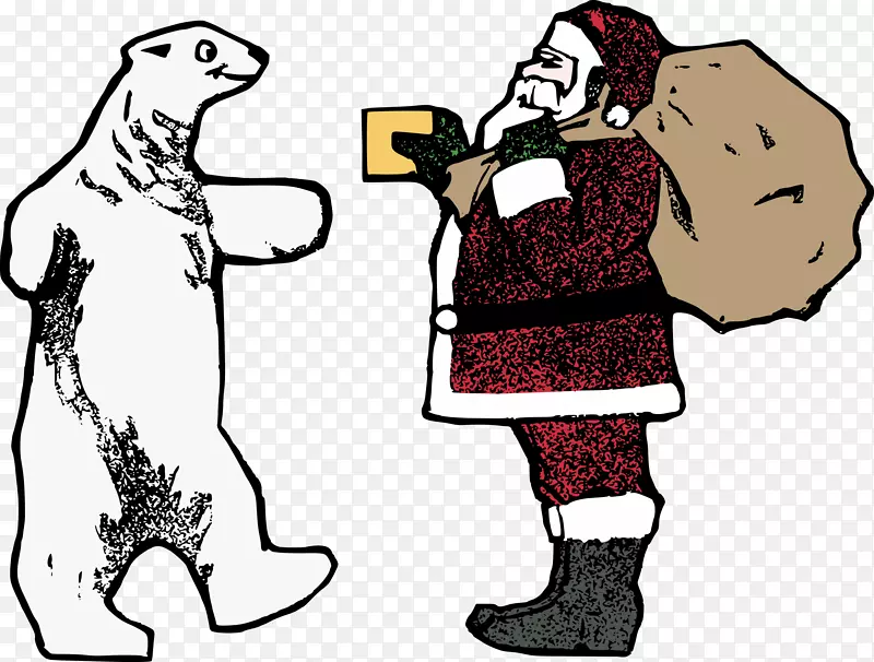 北极熊圣诞老人圣诞剪贴画-北极熊