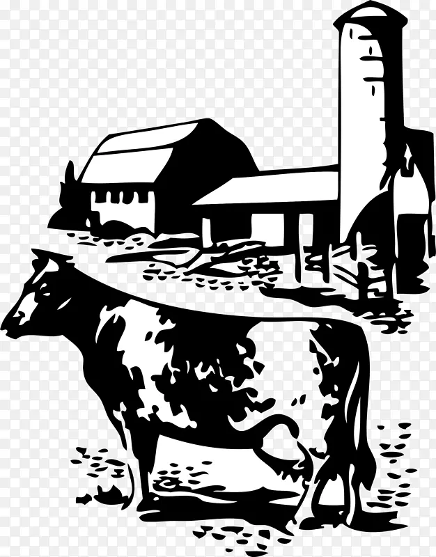 奶牛奶牛场轮廓-谷仓