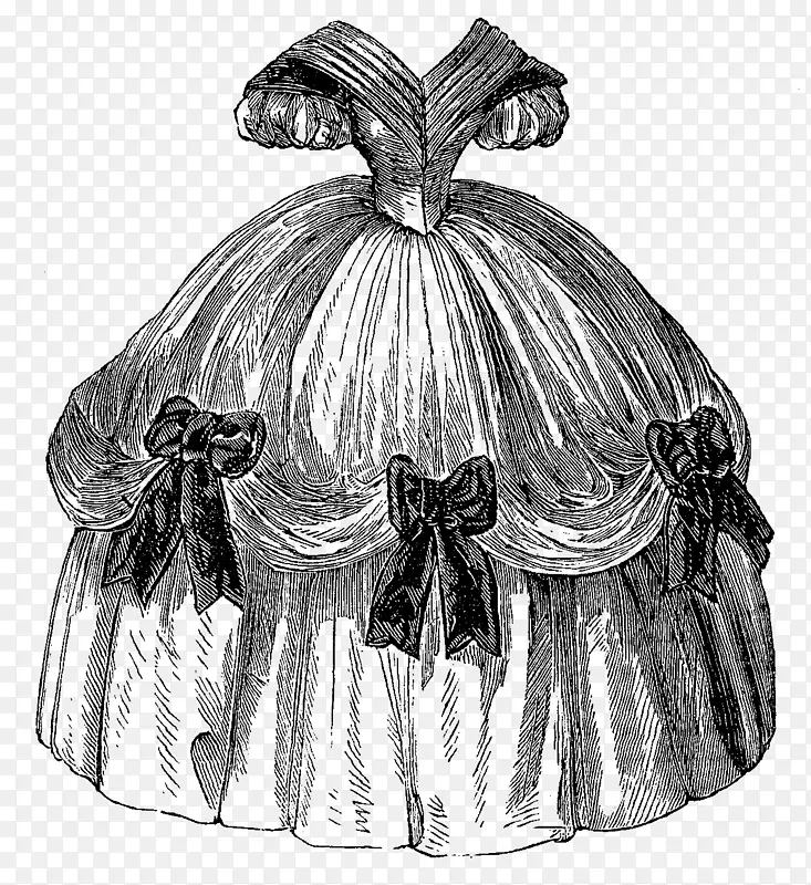 19世纪60年代晚礼服舞会礼服-时尚插图