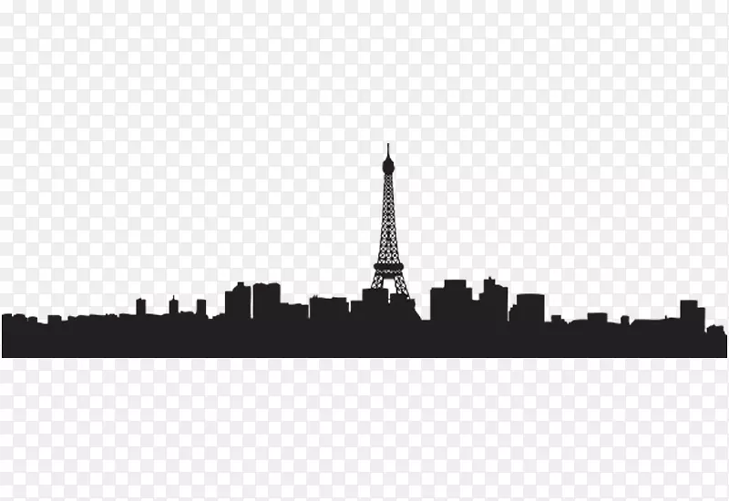 艾菲尔铁塔天际线剪影剪贴画城市景观