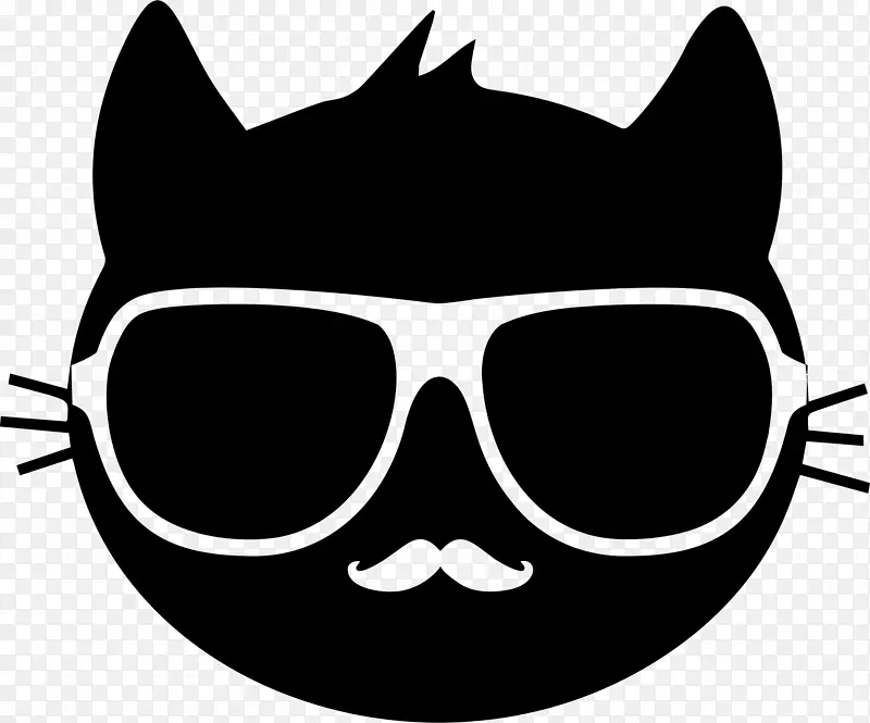 猫t恤贴纸小猫夹艺术太阳镜