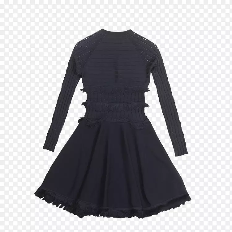 鸡尾酒裙衣袖小黑色连衣裙-条纹