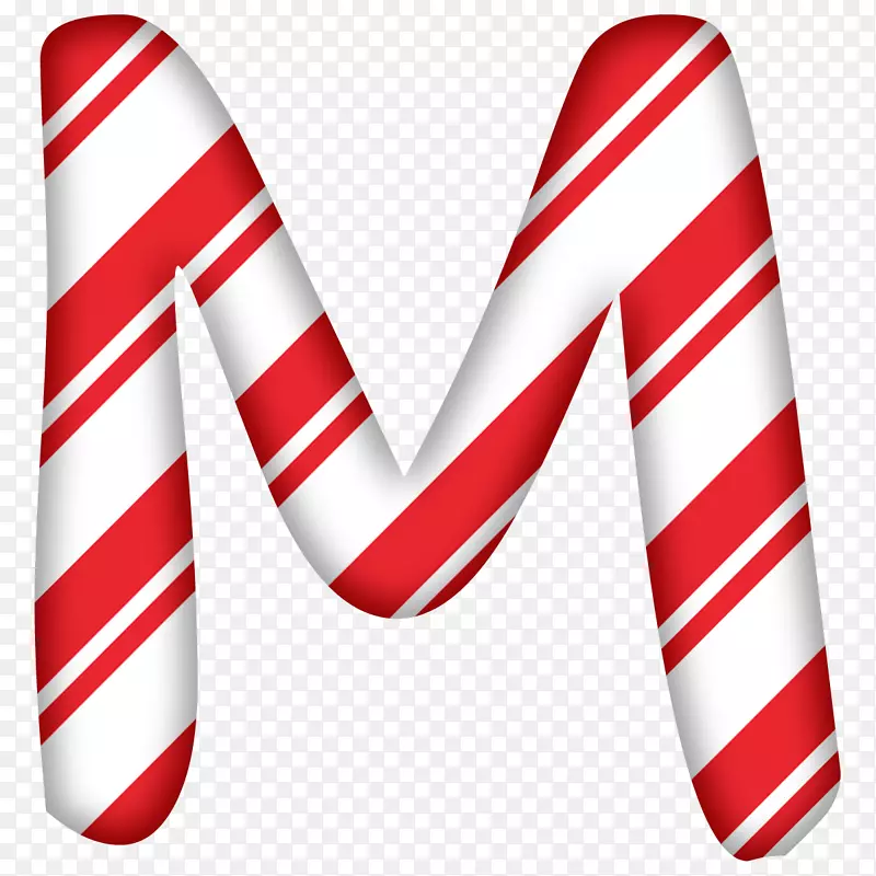 糖果手杖圣诞老人字母圣诞字母表-字母m